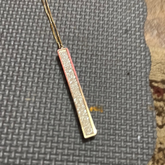 Gold Bar Necklace and Leaf Brooch - Picture 2 of 7